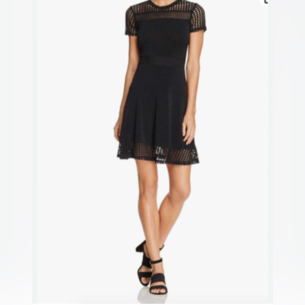 Michael Kors Black Sheer Mesh Combo Little Black Mini Dress | Sz Medium
